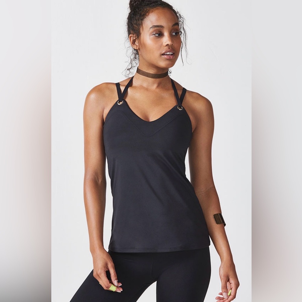 NWT Fabletics Crystal Top Black with Strap Details